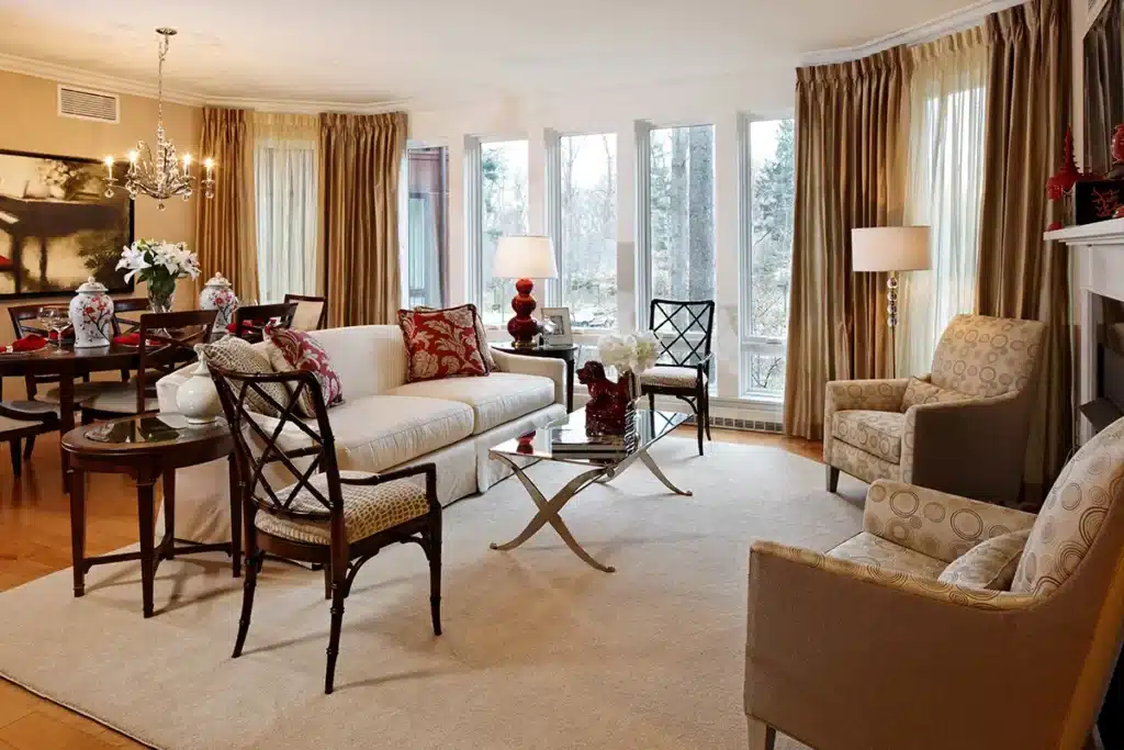 Living room in condo of Fox Hill Residences