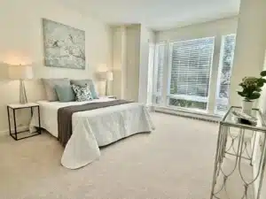 bedroom with a large window